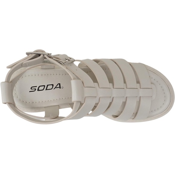 Bone color open toe block heel Sandal - Picture 3 of 3